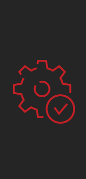 Black background gear icon with a checkmark